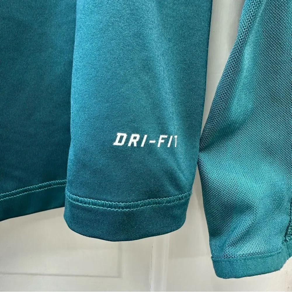 Nike Pro 1/4 zip long sleeve deep turquoise athletic running shirt women's large